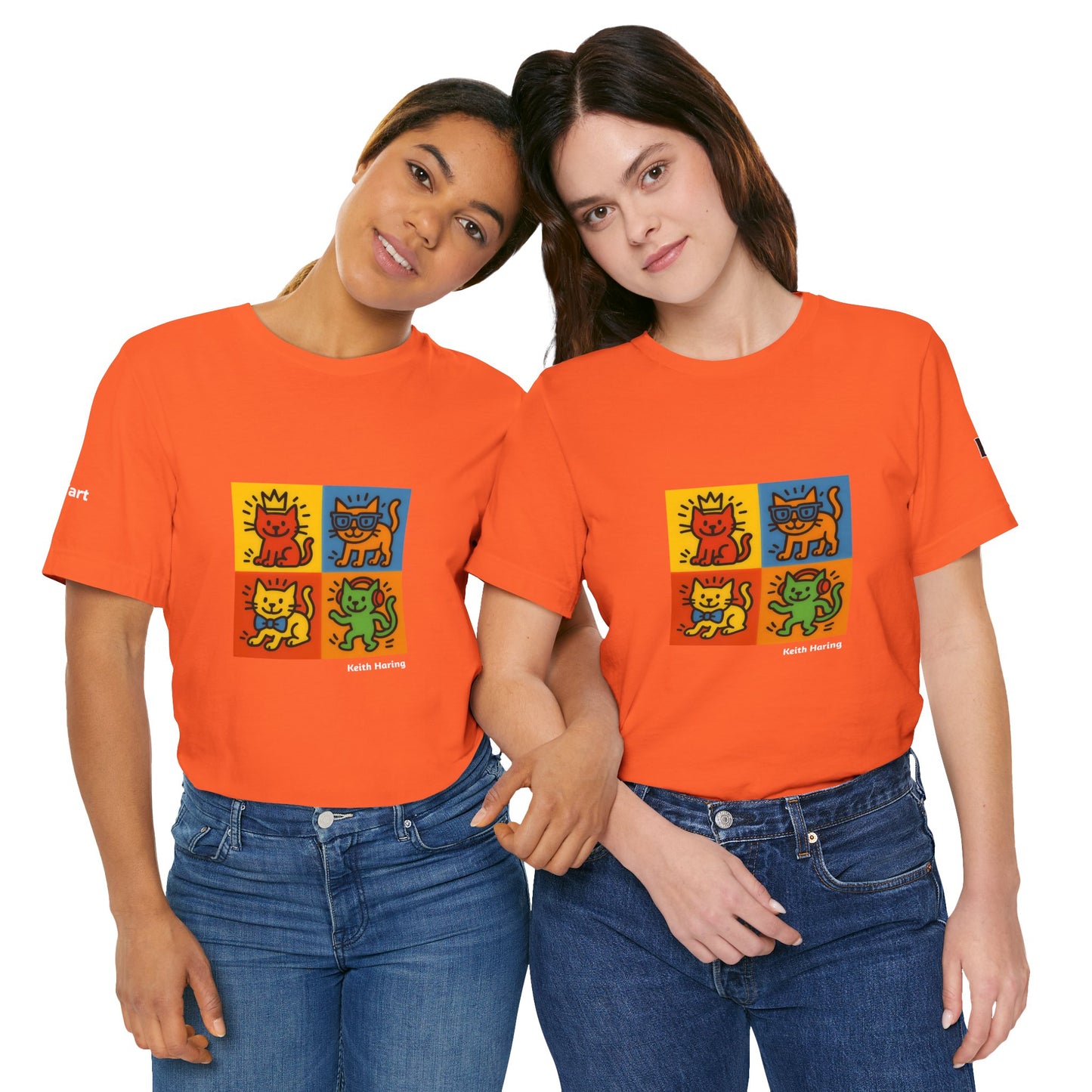 CATART Unisex Jersey Cat T-Shirt - KEITH HARING - Iconic Painting Reimagined with Cats