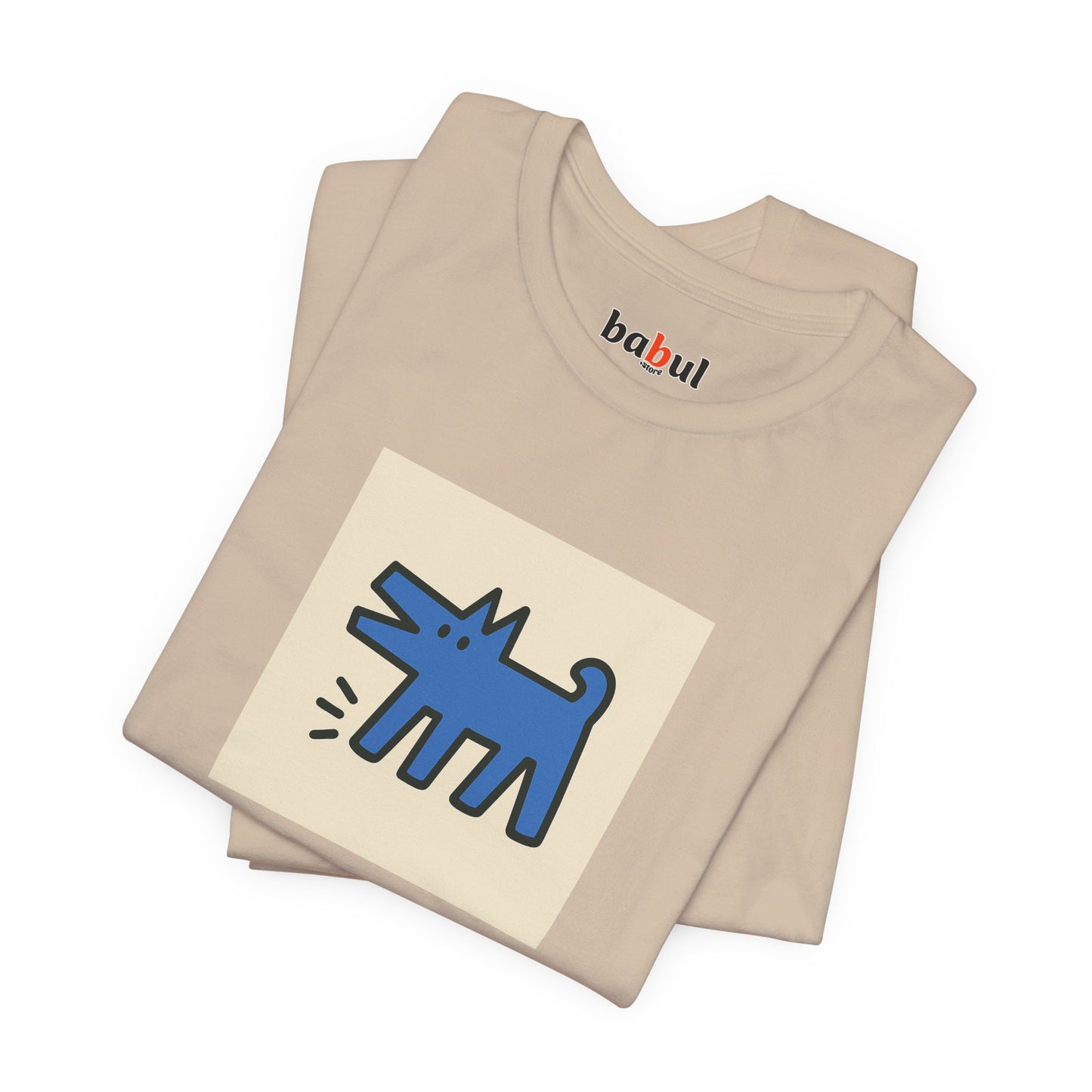 DOGART Unisex Jersey Cat T-Shirt - KEITH HARING - Iconic Painting Reimagined with Dogs
