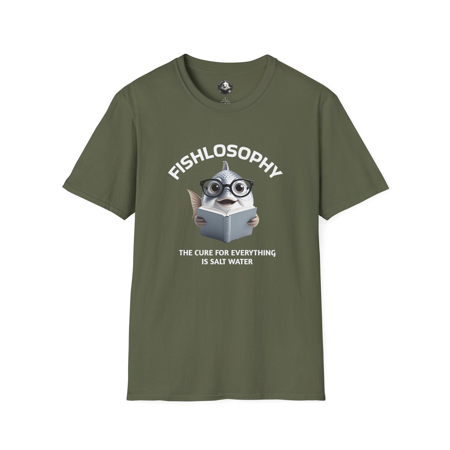 Fishlosophy Unisex T-Shirt - Ocean Vibes and Life's Questions Design - The Cure For Everything Is Salt Water