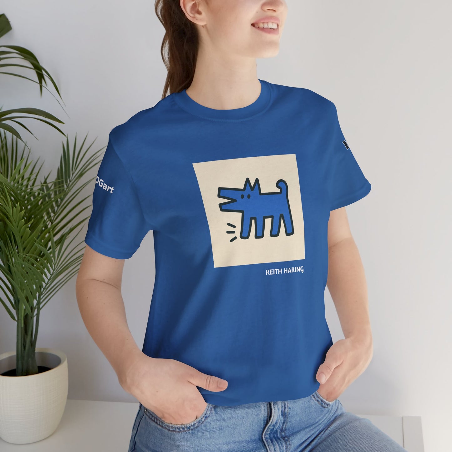 DOGART Unisex Jersey Cat T-Shirt - KEITH HARING - Iconic Painting Reimagined with Dogs