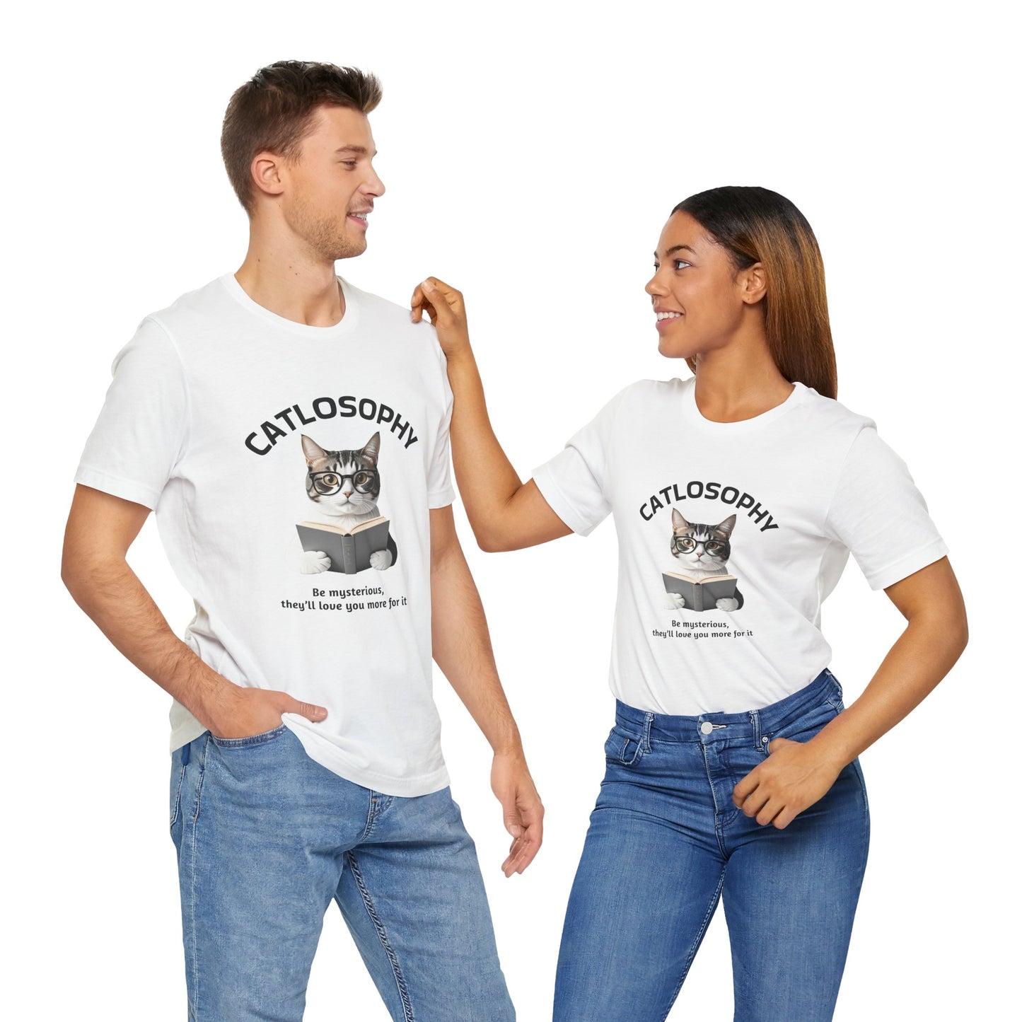Catlosophy Unisex Jersey Short Sleeve Tee – "Be mysterious" Design
