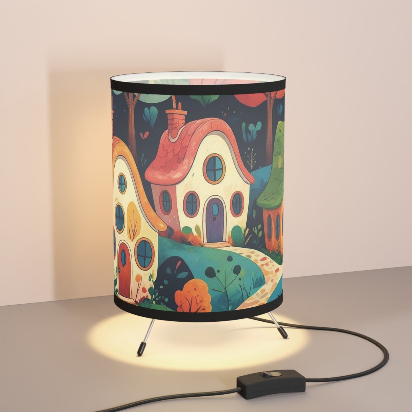 ENCHANTED LIGHTS. Dream Worlds in Your Room. Calming Tripod Lamp. HOUSES IN THE WOODS