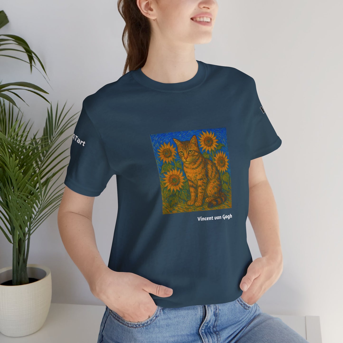 CATART Unisex Jersey Cat T-Shirt - Vincent van Gogh - Iconic Painting Reimagined with Cats