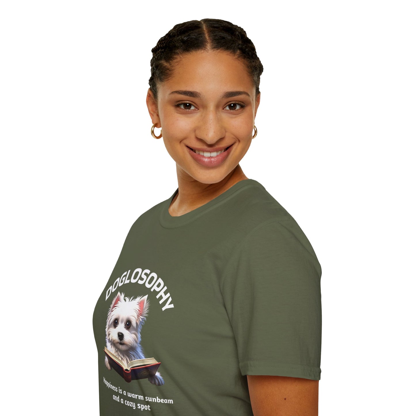Doglosophy Unisex Softstyle T-Shirt - "Happiness is a Warm Sunbeam" Design