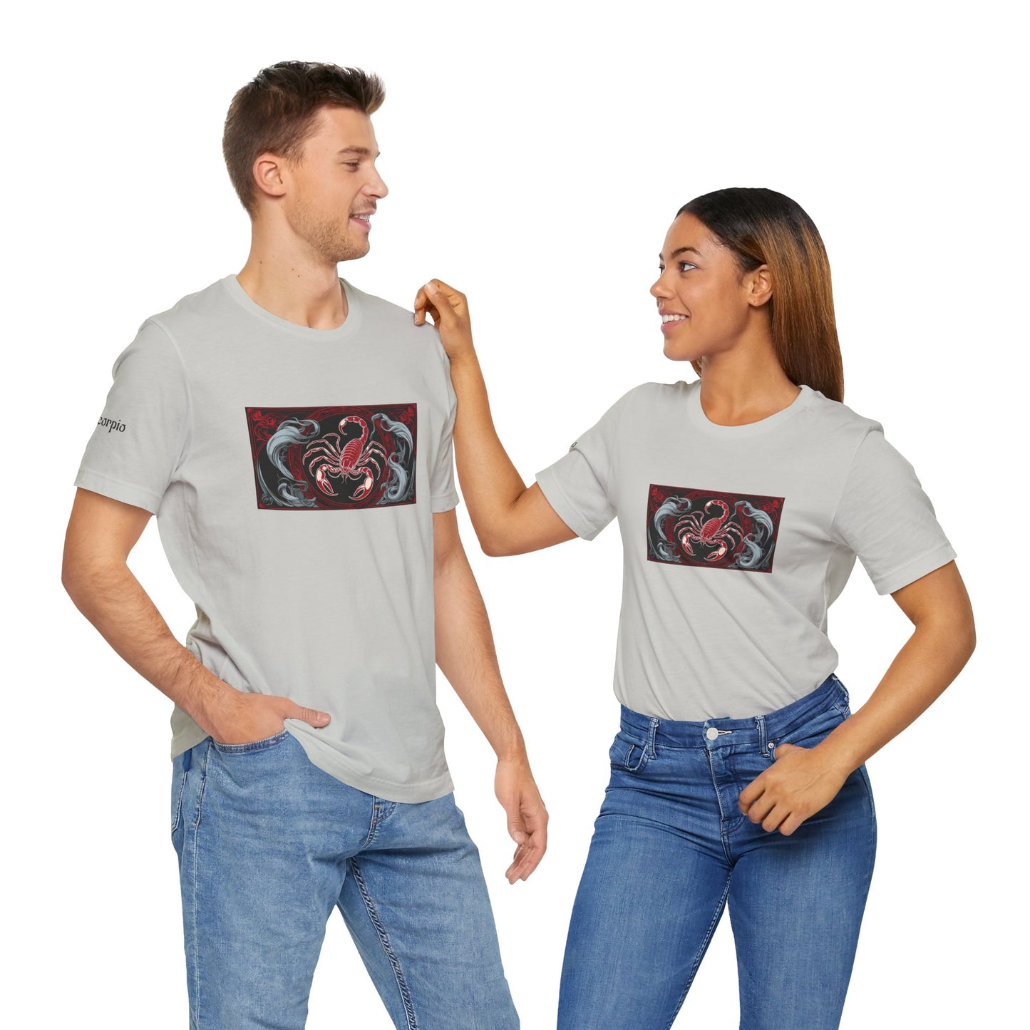 Scorpio - Gothic Zodiac T-Shirt. Red graphic in front. Zodiac in the Shadows