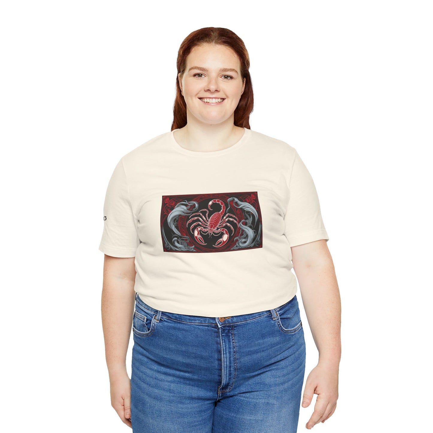 Scorpio - Gothic Zodiac T-Shirt. Red graphic in front. Zodiac in the Shadows