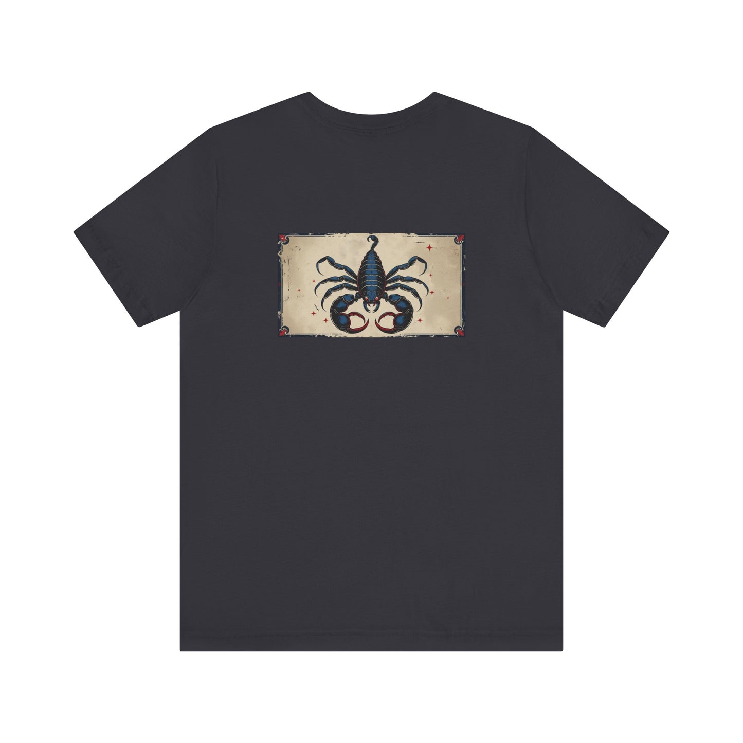 Scorpio - Gothic Zodiac T-Shirt. Blue graphic on the back. Zodiac in the Shadows