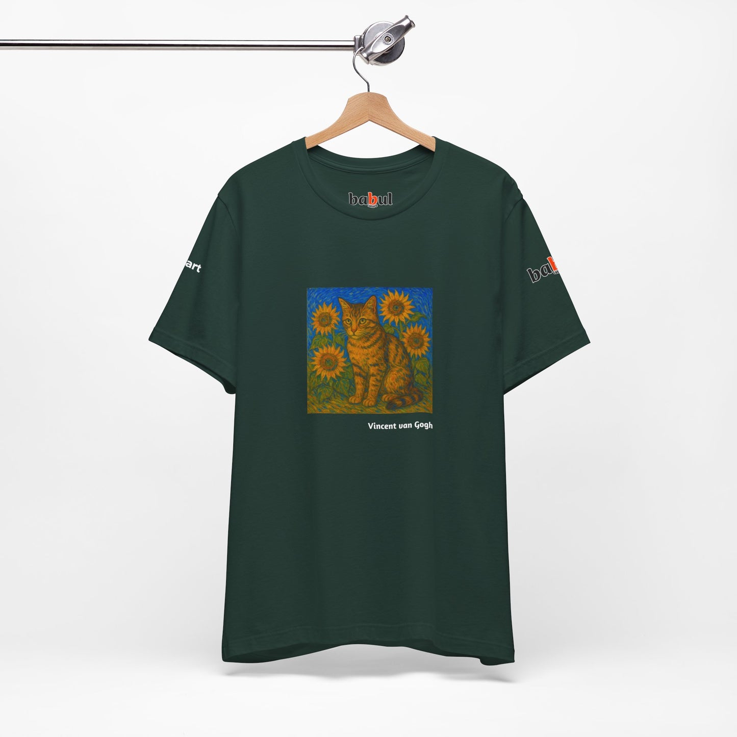 CATART Unisex Jersey Cat T-Shirt - Vincent van Gogh - Iconic Painting Reimagined with Cats
