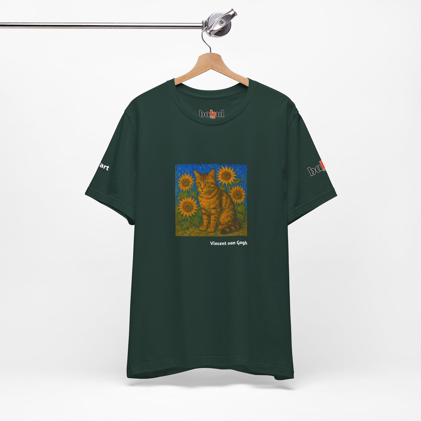 CATART Unisex Jersey Cat T-Shirt - Vincent van Gogh - Iconic Painting Reimagined with Cats