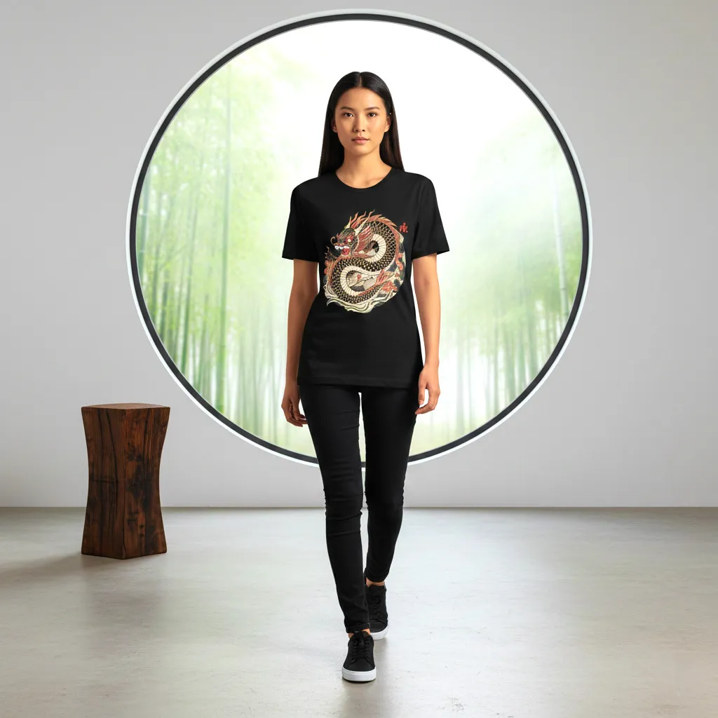 Eternal Ink Japanese tattoo-inspired dragon graphic T-shirt