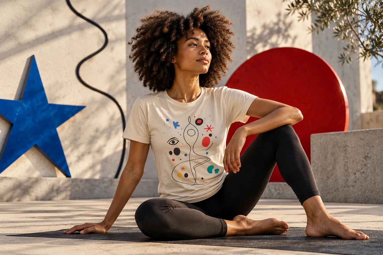 The Miró Yoga Flow original artistic yoga-inspired graphic T-shirt