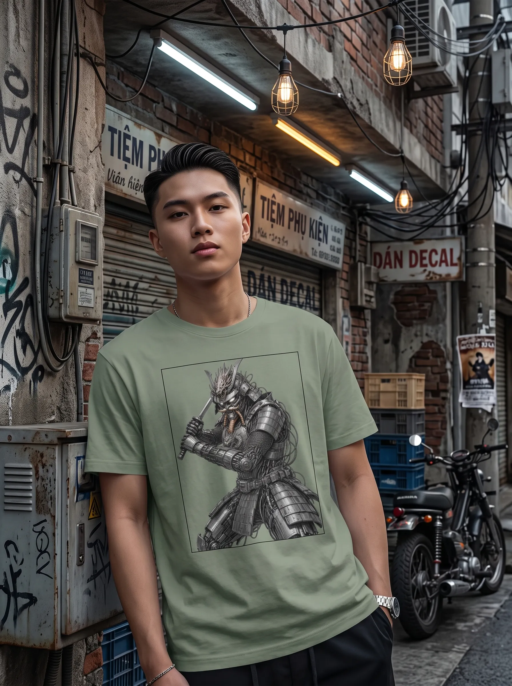 NEO-BUSHIDO Collection 11 sage green T-shirt