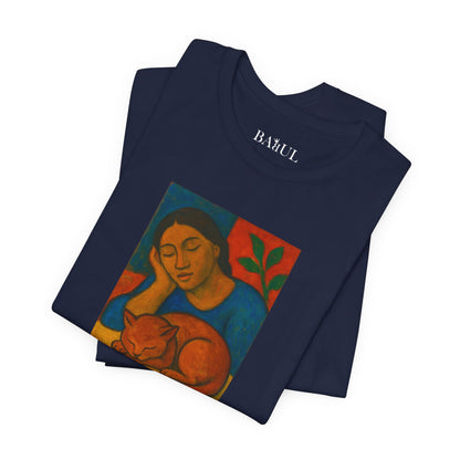 CATART Unisex Jersey Cat T-Shirt - GAUGUIN - Iconic Painting Reimagined with Cats