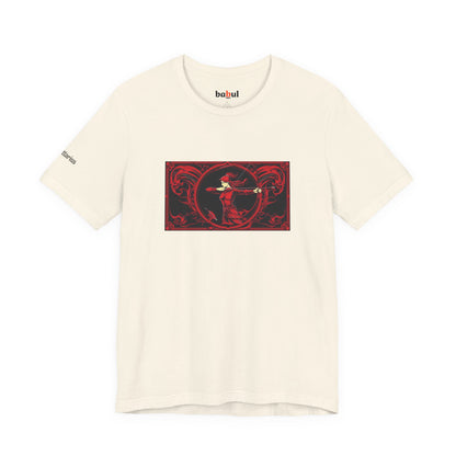 Sagittarius - Gothic Zodiac T-Shirt. Red graphic in front.  Zodiac in the Shadows