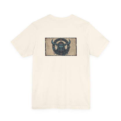 Capricorn - Gothic Zodiac T-Shirt. Blue graphic on the back.  Zodiac in the Shadows
