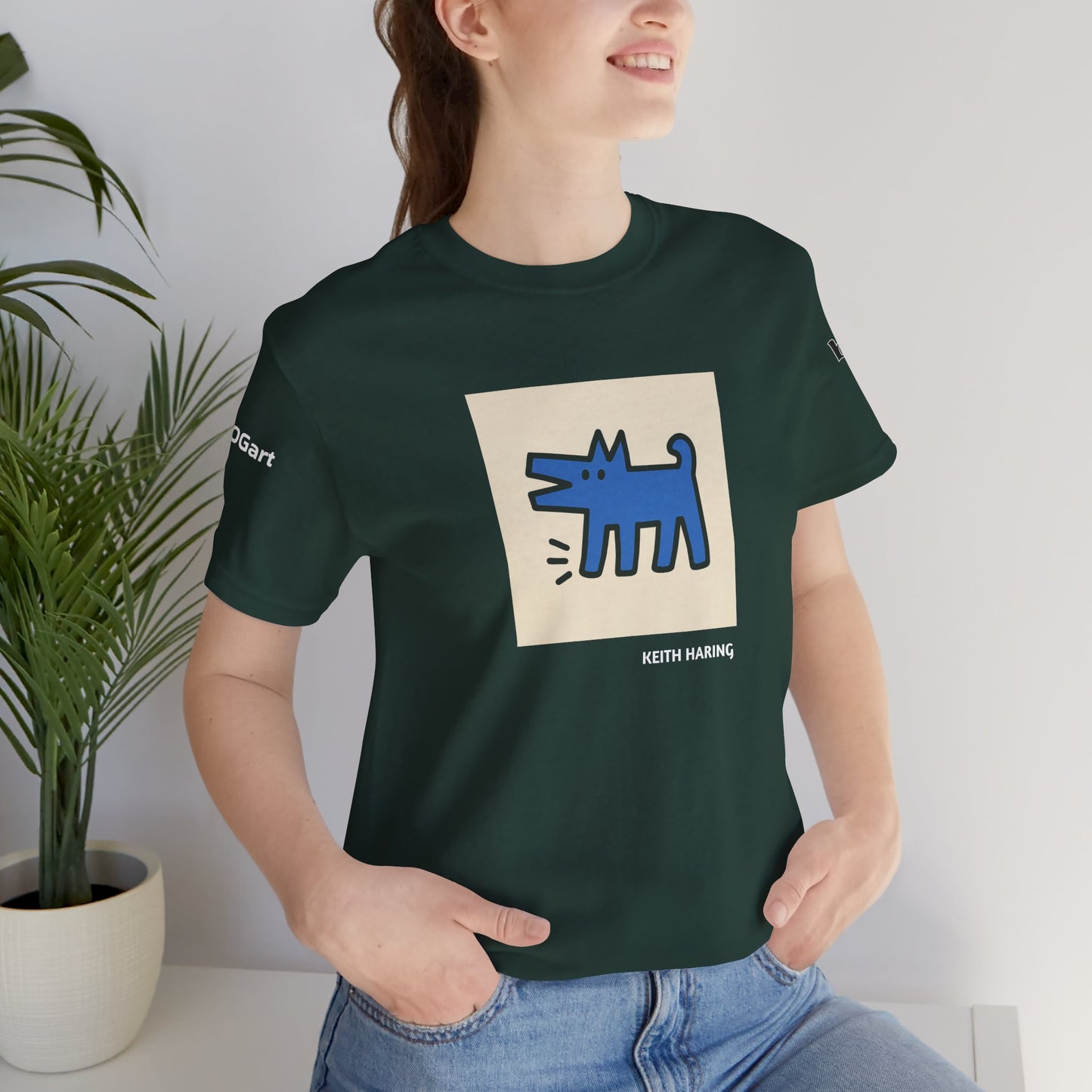 DOGART Unisex Jersey Cat T-Shirt - KEITH HARING - Iconic Painting Reimagined with Dogs