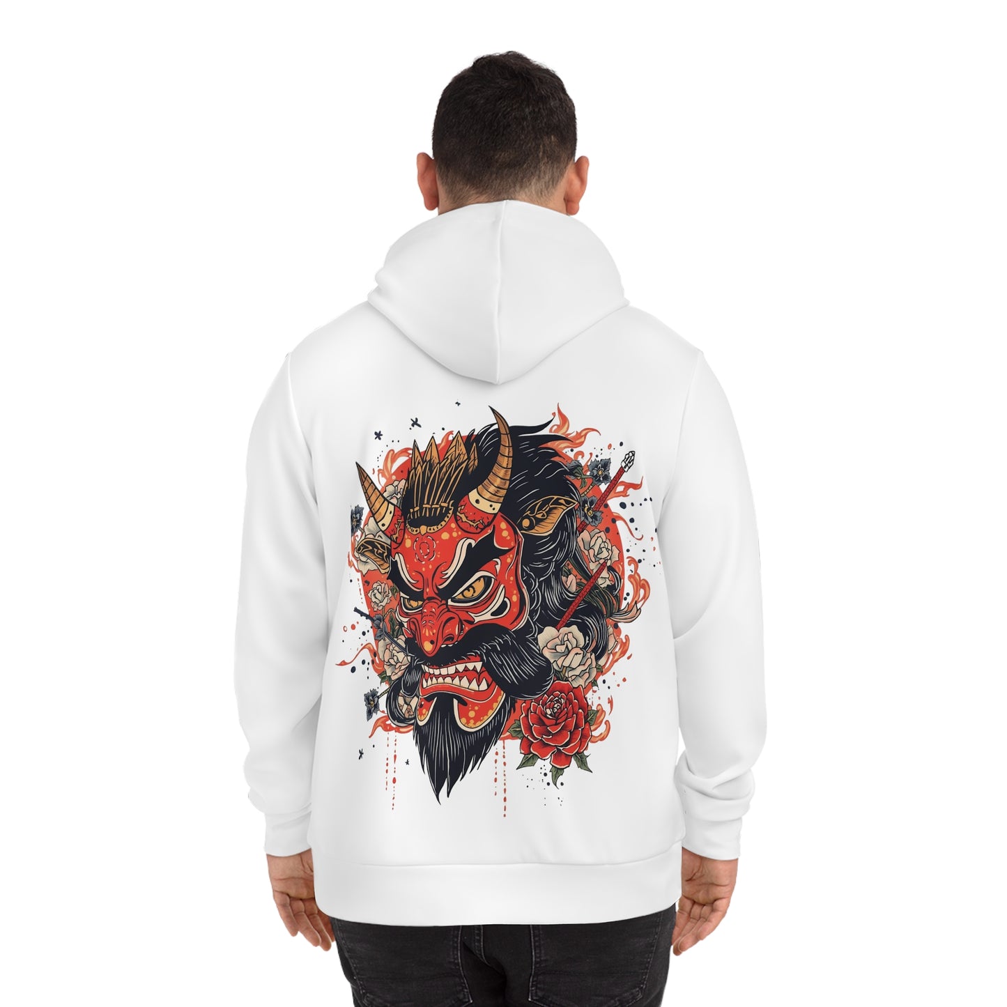 Bold Oni Mask Hoodie - Japanese Irezumi Tattoo Art Streetwear
