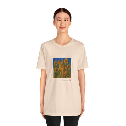 CATART Unisex Jersey Cat T-Shirt - Vincent van Gogh - Iconic Painting Reimagined with Cats