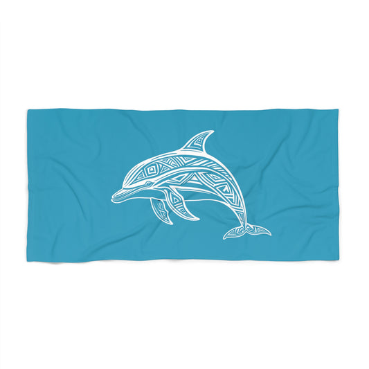 Tribal Waves Beach Towel - DOLPHIN