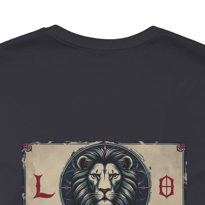 Leo - Gothic Zodiac T-Shirt. Blue graphic on the back.  Zodiac in the Shadows
