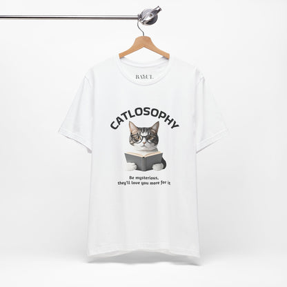 Catlosophy Unisex Jersey Short Sleeve Tee –  "Be mysterious" Design