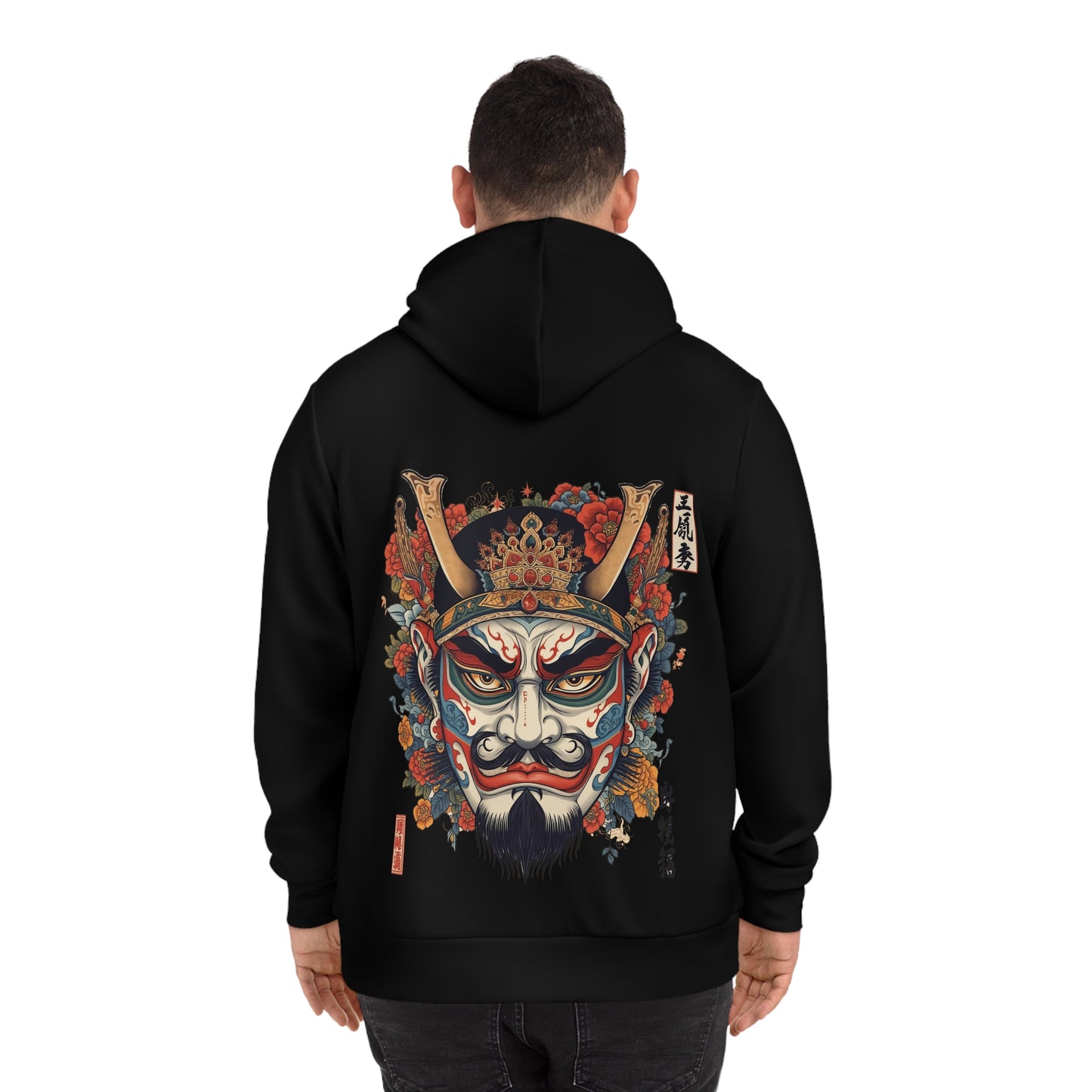 Bold Oni Mask Hoodie - Japanese Irezumi Tattoo Art Streetwear