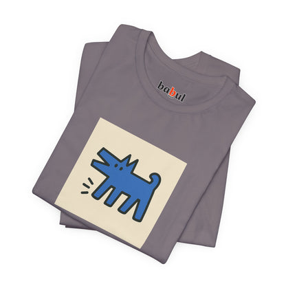 DOGART Unisex Jersey Cat T-Shirt - KEITH HARING - Iconic Painting Reimagined with Dogs