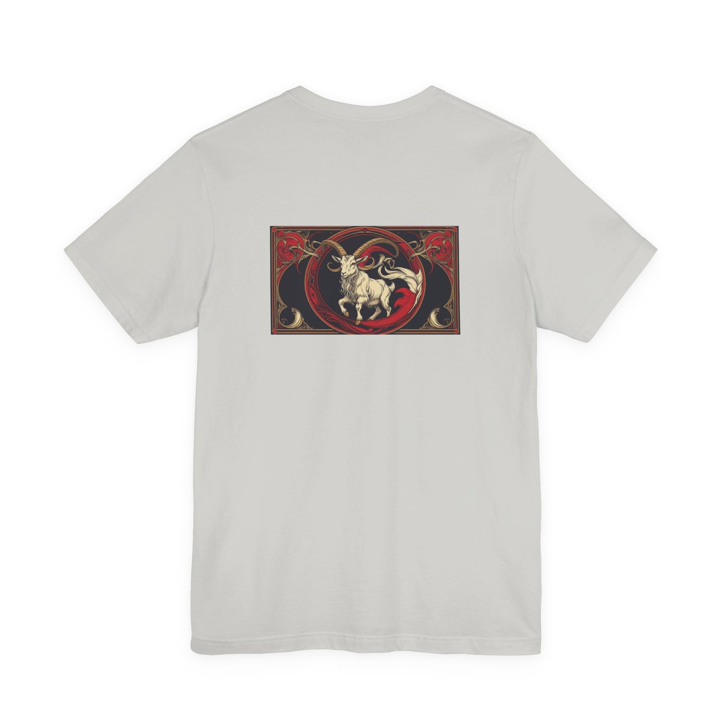 Capricorn - Gothic Zodiac, Red Graphic on the back T-Shirt. Zodiac in the Shadows