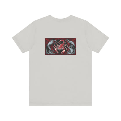 Scorpio - Gothic Zodiac, Red Graphic on the back T-Shirt. Zodiac in the Shadows