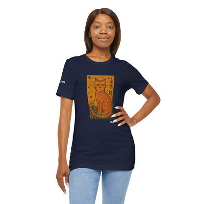CATART Unisex Jersey Cat T-Shirt - KLIMT - Iconic Painting Reimagined with Cats