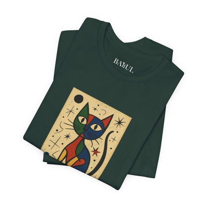 CATART Unisex Jersey Cat T-Shirt - MIRO - Iconic Painting Reimagined with Cats