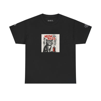 Rebel Graphic Tee - Unisex Heavy Cotton T-Shirt for the Wild at Heart. Rebel Tees, Born to Be Worn - MEOW RULES