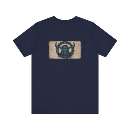 Capricorn - Gothic Zodiac T-Shirt. Blue graphic on the back.  Zodiac in the Shadows