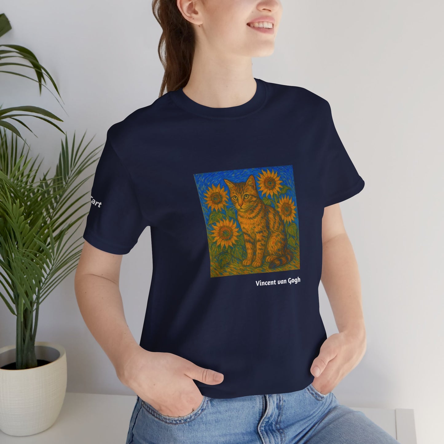 CATART Unisex Jersey Cat T-Shirt - Vincent van Gogh - Iconic Painting Reimagined with Cats