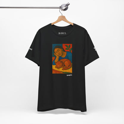 CATART Unisex Jersey Cat T-Shirt - GAUGUIN - Iconic Painting Reimagined with Cats