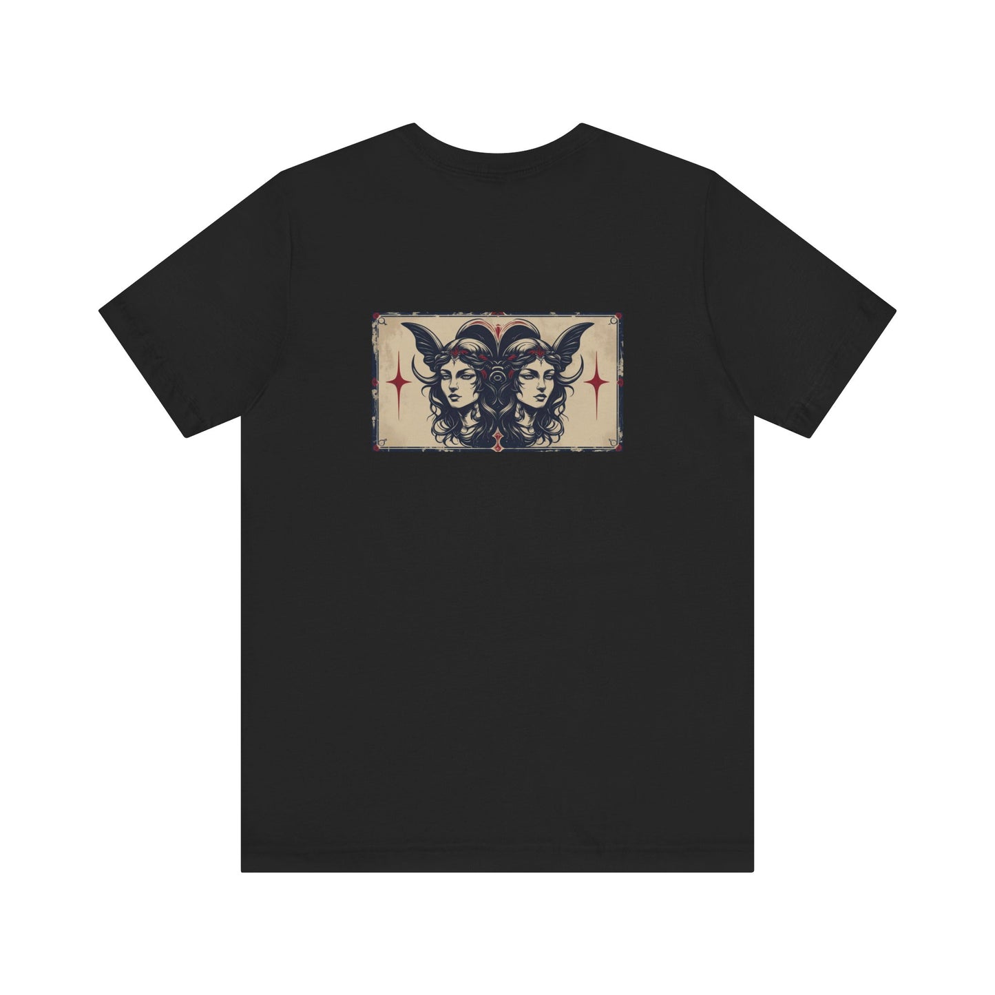 Gemini - Gothic Zodiac T-Shirt. Blue graphic on the back.  Zodiac in the Shadows