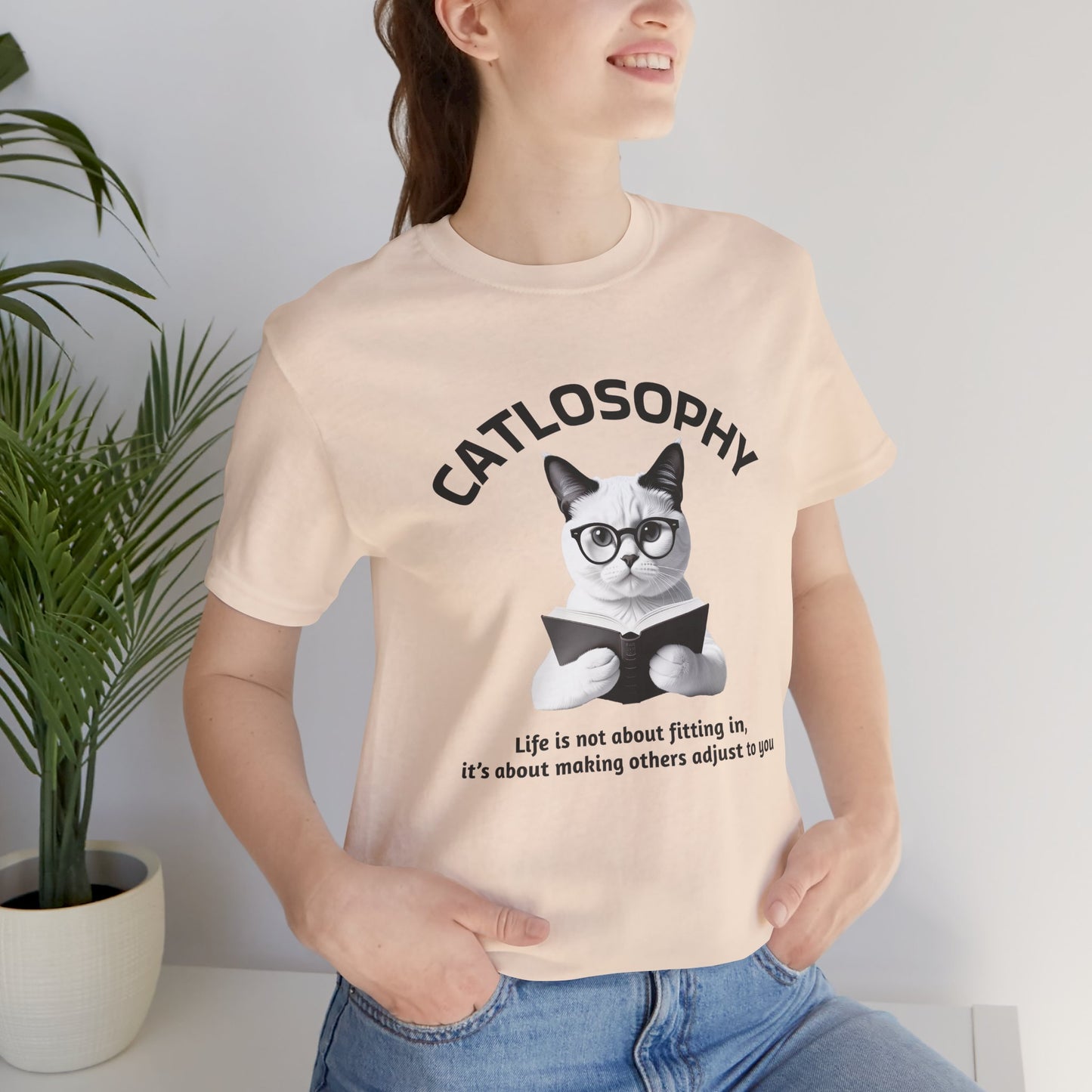 Catlosophy Unisex Jersey Short Sleeve Tee –  "Life isn't about fitting In" Design