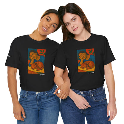CATART Unisex Jersey Cat T-Shirt - GAUGUIN - Iconic Painting Reimagined with Cats