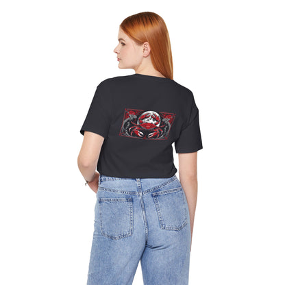 Cancer - Gothic Zodiac, Red Graphic on the back T-Shirt. Zodiac in the Shadows