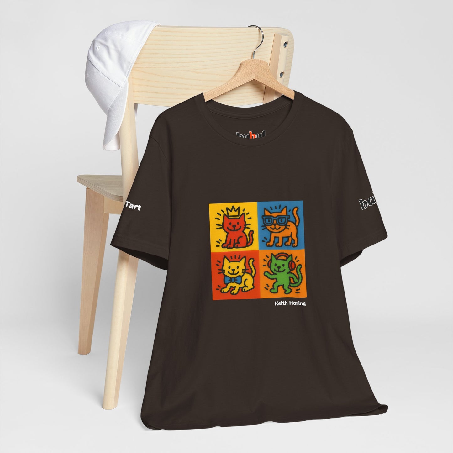 CATART Unisex Jersey Cat T-Shirt - KEITH HARING - Iconic Painting Reimagined with Cats