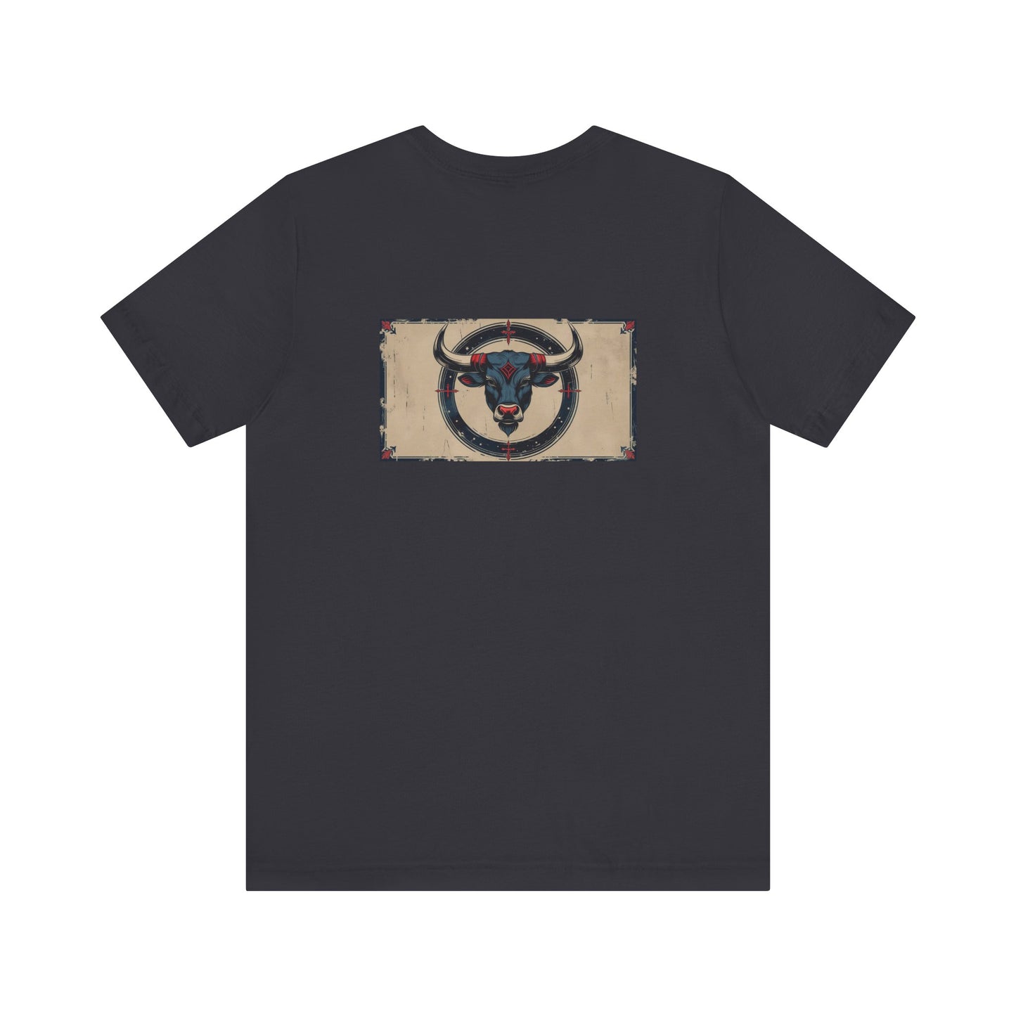 Taurus - Gothic Zodiac T-Shirt. Blue graphic on the back.  Zodiac in the Shadows