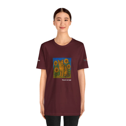 CATART Unisex Jersey Cat T-Shirt - Vincent van Gogh - Iconic Painting Reimagined with Cats