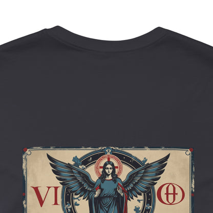 Virgo - Gothic Zodiac T-Shirt. Blue graphic on the back.  Zodiac in the Shadows