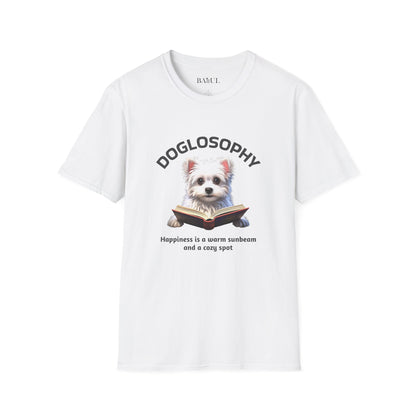 Doglosophy  Unisex Softstyle T-Shirt - "Happiness is a Warm Sunbeam" Design