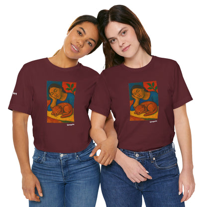 CATART Unisex Jersey Cat T-Shirt - GAUGUIN - Iconic Painting Reimagined with Cats