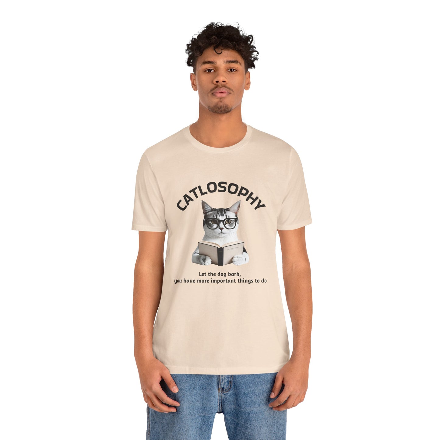 Catlosophy Unisex Jersey Short Sleeve Tee –  "Let the dog bark" Design