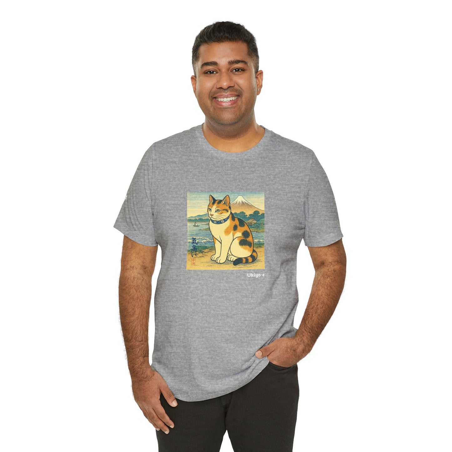 CATART Unisex Jersey Cat T-Shirt - UKIYO-E Japanese art Style - Iconic Painting Reimagined with Cats