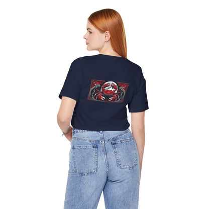 Cancer - Gothic Zodiac, Red Graphic on the back T-Shirt. Zodiac in the Shadows