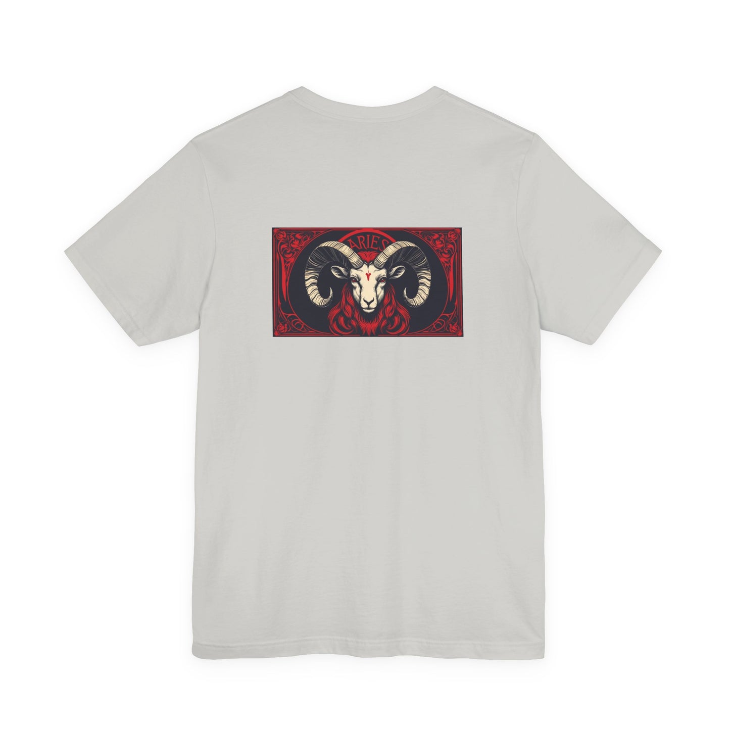 Aries - Gothic Zodiac, Red Graphic on the back T-Shirt. Zodiac in the Shadows