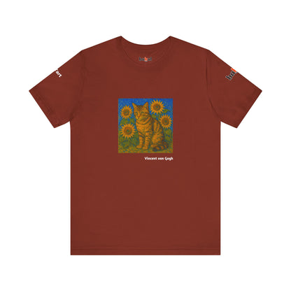 CATART Unisex Jersey Cat T-Shirt - Vincent van Gogh - Iconic Painting Reimagined with Cats